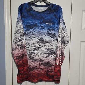 Columbia PFG Omnishade Multicolor Digital Pattern Long Sleeve Shirt